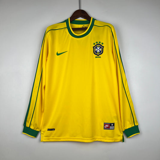 Retro Long Sleeve Brazil 1998 Home S-XXL