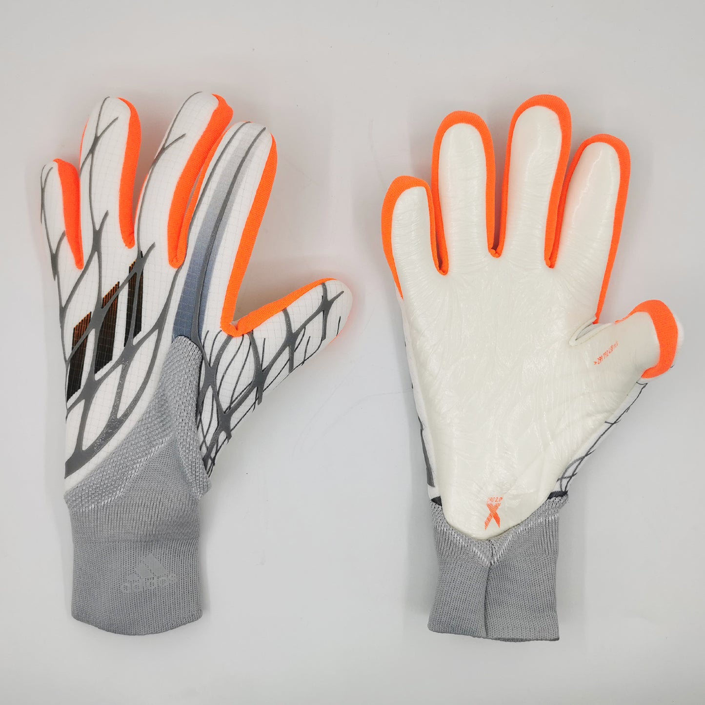 adidas gloves grey,orange and white